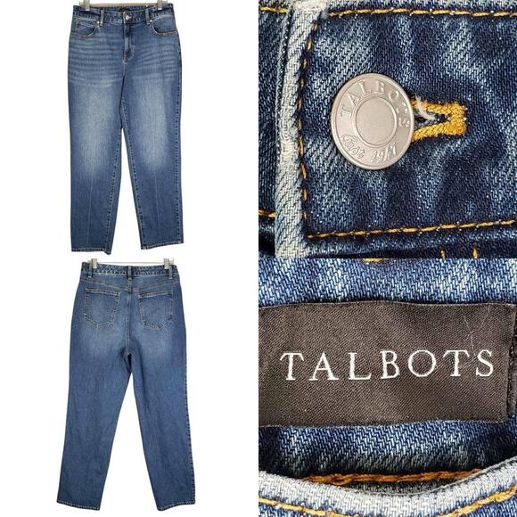 Talbots Jeans Womens Size 10p Petit Straight Leg High Waist Relaxed Blue Stretch - Picture 1 of 11